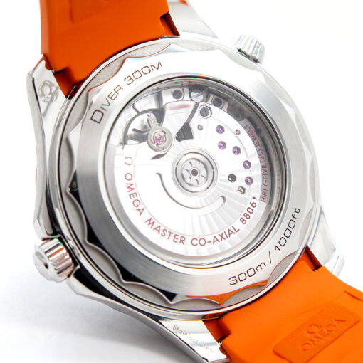 Omega Seamaster No Date Diver 300m with Black Dial on Orange Rubber Strap (New Model) - Image 4