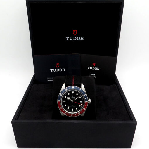 Alternative view of Tudor 79830RB Black Bay GMT with Red/Blue Bezel on NATO