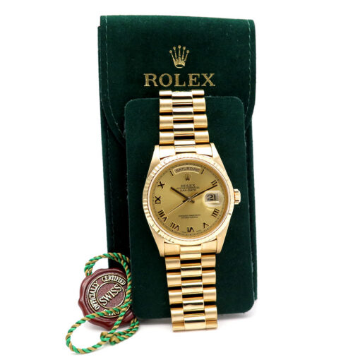 Rolex 18238 Day Date 18K Yellow Gold with Champagne Roman Dial - Image 2