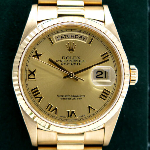 Rolex 18238 Day Date 18K Yellow Gold with Champagne Roman Dial - Image 3