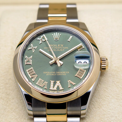 Rolex 278243 Datejust 18K/SS with Olive Green Roman Diamond "VI" Dial on Oyster - Image 3