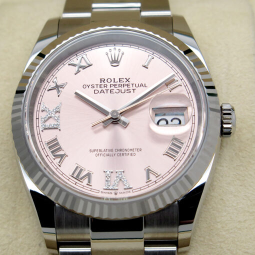 Rolex 126234 Datejust with Pink Roman Diamond “VI” and “IX” Dial on Oyster - Image 3