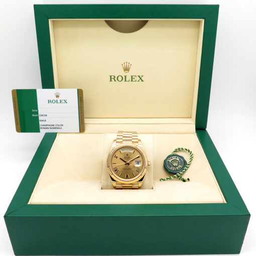 Alternative view of Rolex 228238 Day Date 40 18K Yellow Gold with Champagne Roman Dial
