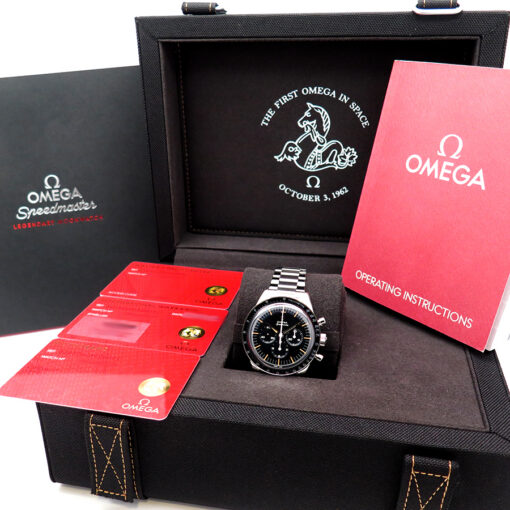 Alternative view of Omega Speedmaster “First Omega in Space” Blue on Bracelet