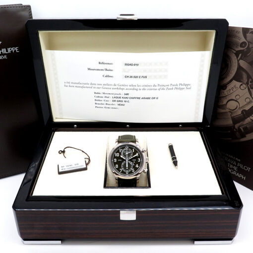 Patek Philippe 5924G Calatrava Pilot Travel Time Chronograph with Green Dial - Image 2