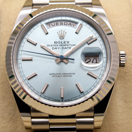 Rolex 228236 Day Date 40 Platinum with Ice Blue Stick Dial - Image 3