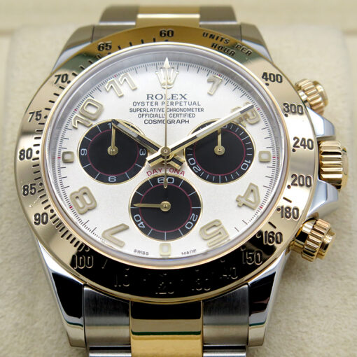 Rolex 116523 Cosmograph Daytona 18K/SS with Ivory Arabic Dial - Image 3