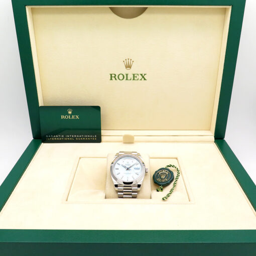 Rolex 228206 Day Date 40 Platinum with Ice Blue Diagonal Motif Dial - Image 2