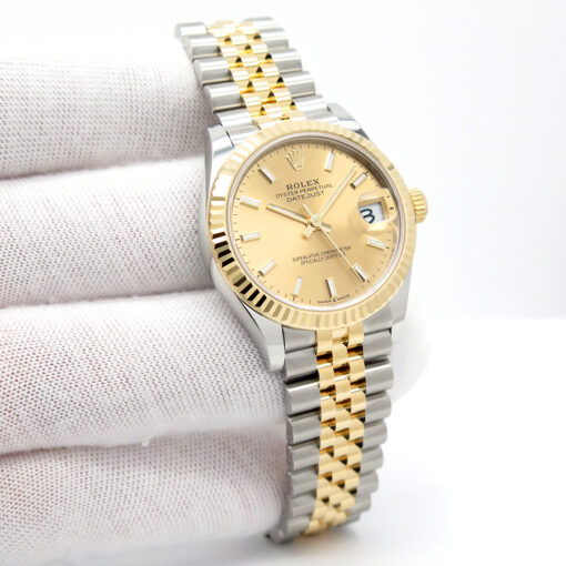 Rolex 278273 Datejust 18K/SS with Champagne Stick Dial on Jubilee