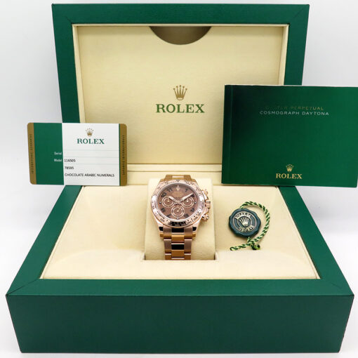 Alternative view of Rolex 116505 Cosmograph Daytona 18K Rose Gold with Chocolate Arabic Dial