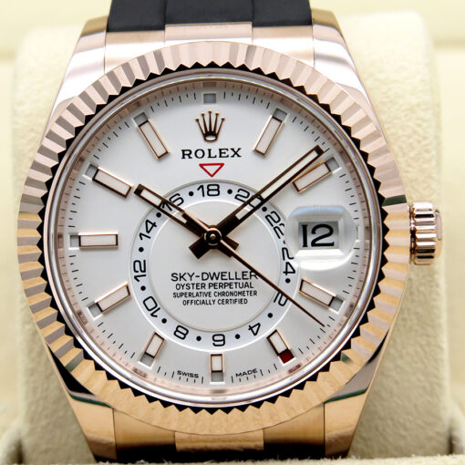 Rolex 326235 Skydweller 18K Rose Gold with White Dial on Oysterflex - Image 3