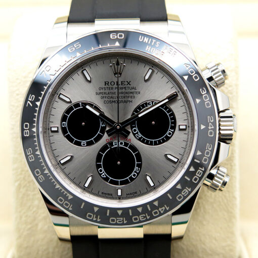 Rolex 126519LN Cosmograph Daytona 18K White Gold with Steel Dial on Oysterflex - Image 3