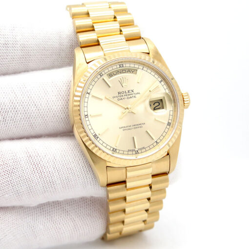 Rolex 18238 Day Date 18K Yellow Gold with Champagne Stick Dial