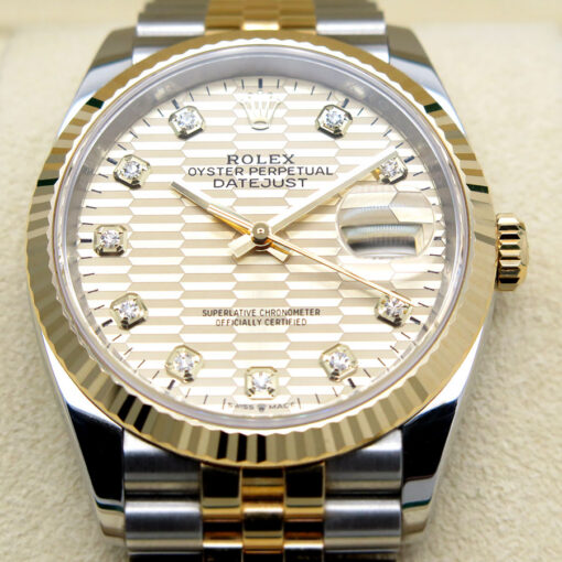 Rolex 126233 Datejust 18K/SS with Champagne Diamond Fluted Motif Dial on Jubilee - Image 3