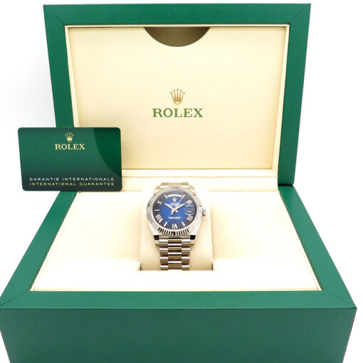 Rolex 228239 Day Date 18K White Gold with Blue Ombre Roman Dial - Image 2