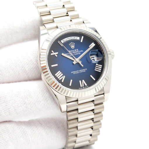 Rolex 228239 Day Date 18K White Gold with Blue Ombre Roman Dial