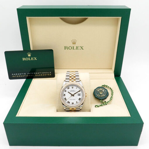Rolex 126283RBR Datejust 18K/SS with White Roman Dial & Diamond Bezel on Jubilee - Image 2
