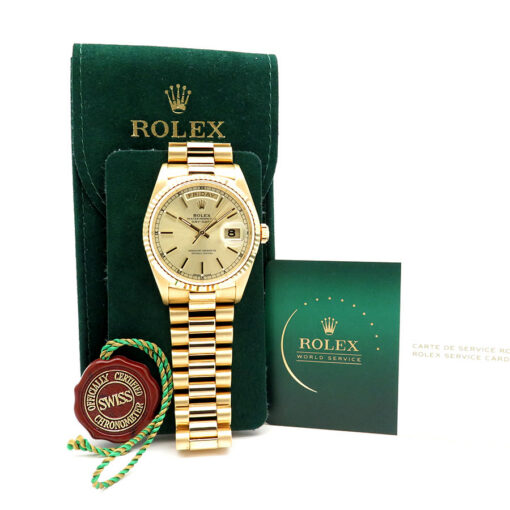 Rolex 18038 Day Date 18K Yellow Gold with Champagne Stick Dial - Image 2