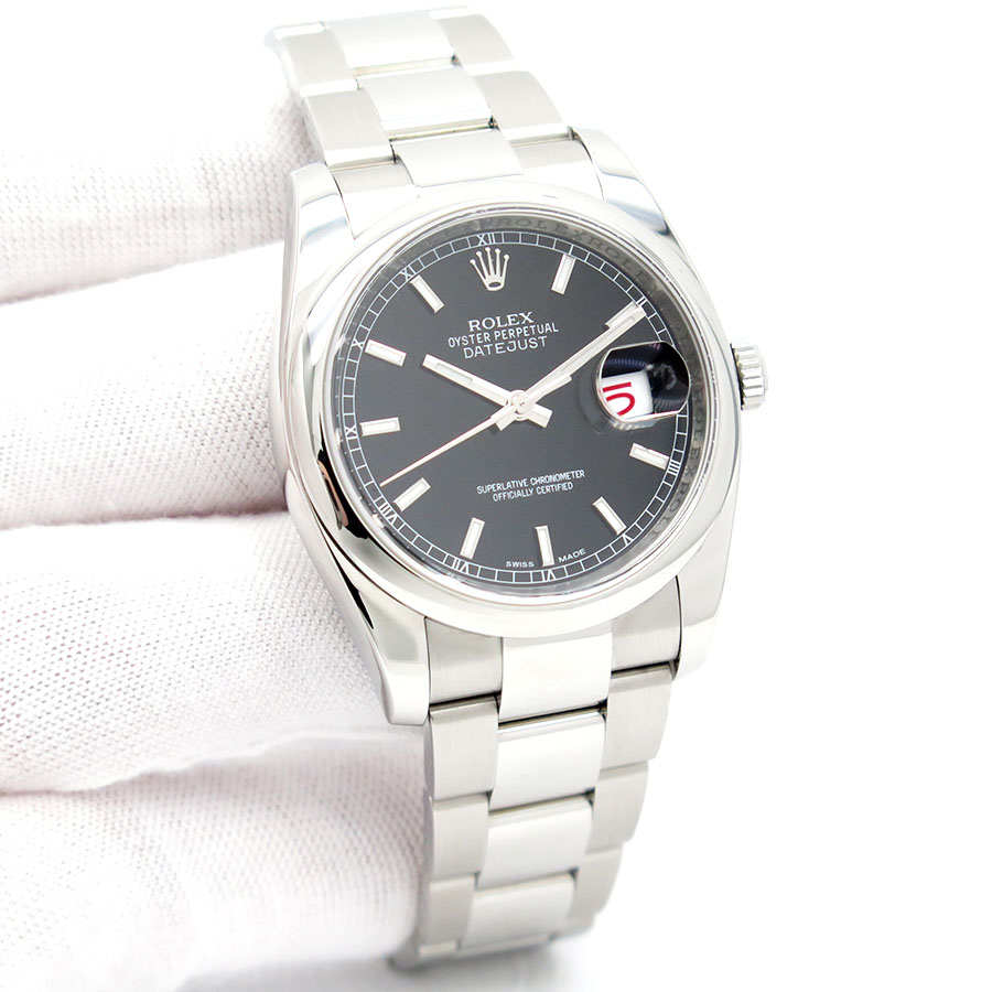Rolex 116200 Datejust with Black Stick Dial on Oyster