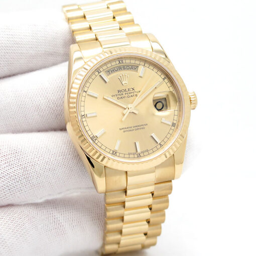 Rolex 118238 Day Date 18K Yellow Gold with Champagne Stick Dial
