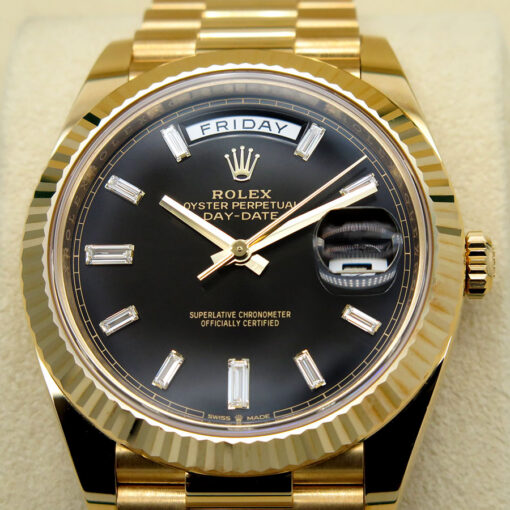 Rolex 228238 Day Date 40 18K Yellow Gold with Black Diamond Baguette Dial - Image 3