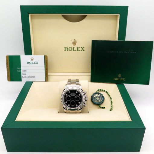 Rolex 116509 Cosmograph Daytona 18K White Gold with Black Diamond Dial - Image 2