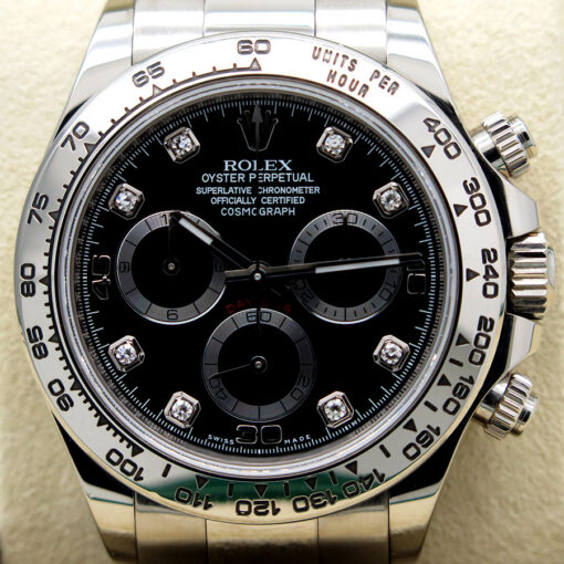Rolex 116509 Cosmograph Daytona 18K White Gold with Black Diamond Dial - Image 4