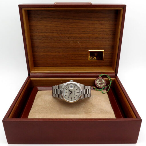 Rolex 18239 Day Date 18K White Gold with Silver Stick Dial - Image 2