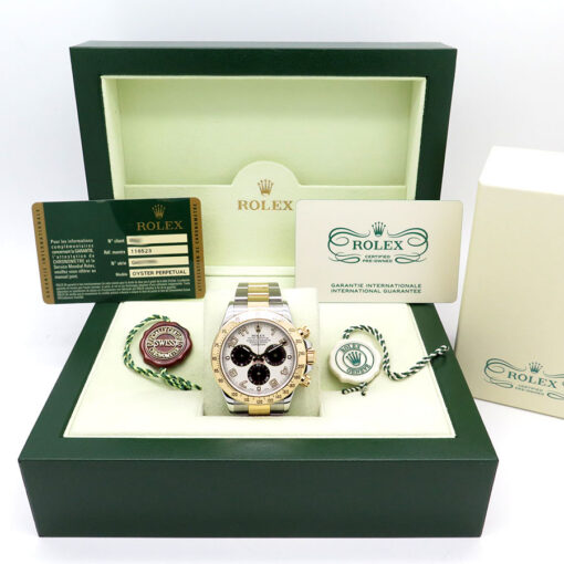 Rolex CPO 116523 Cosmograph Daytona 18K/SS with Ivory Arabic Dial - Image 2