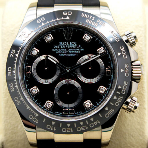 Rolex 116519LN Cosmograph Daytona 18K White Gold with Black Diamond Dial - Image 3