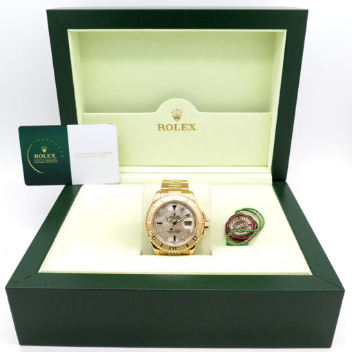 Alternative view of Rolex 16628 Yachtmaster 18K Yellow Gold with Mother of Pearl Diamond Sapphire Dial