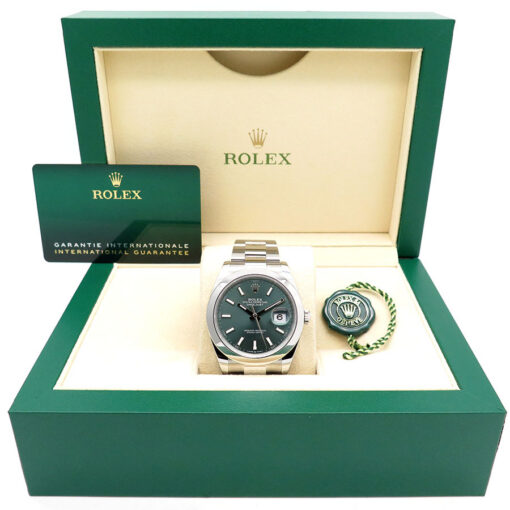 Alternative view of Rolex 126300 Datejust 41 with Mint Green Dial on Oyster