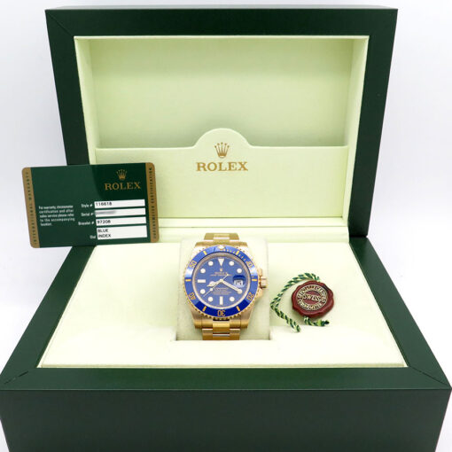 Alternative view of Rolex 116618LB Submariner 18K Yellow Gold with Flat Blue Dial