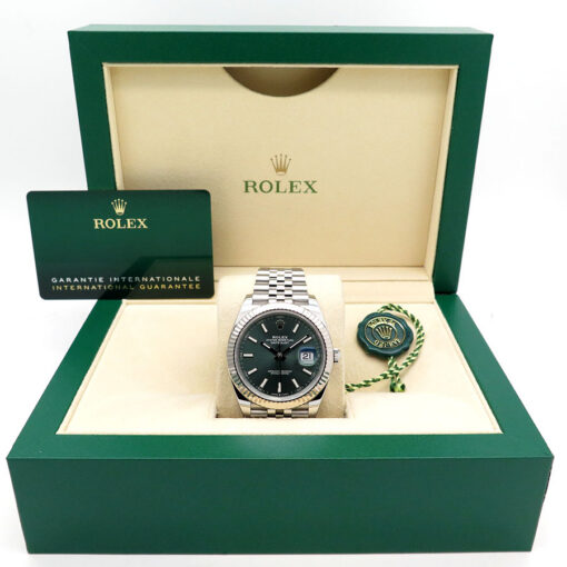 Alternative view of Rolex 126334 Datejust 41 with Mint Green Dial on Jubilee