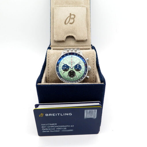 Alternative view of Breitling AB0138 Navitimer B01 Chronograph 43mm with Green Dial on Bracelet