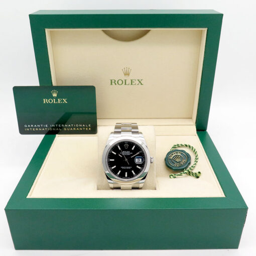 Alternative view of Rolex 126300 Datejust 41 with Black Stick Dial on Oyster