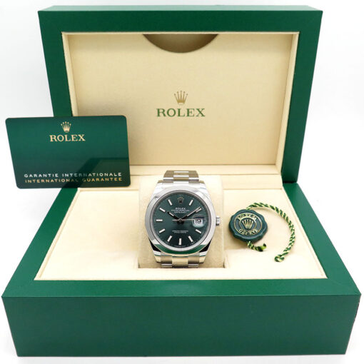Alternative view of Rolex 126300 Datejust 41 with Mint Green Dial on Oyster