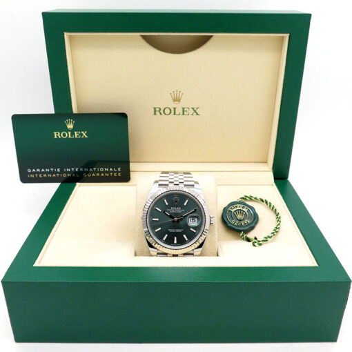 Alternative view of Rolex 126334 Datejust 41 with Mint Green Dial on Jubilee
