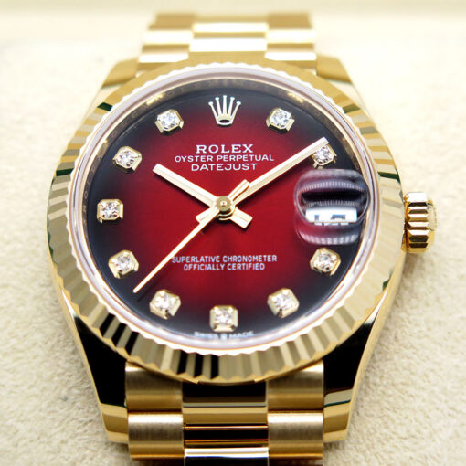 Rolex 278278 Datejust 31 Presidential Yellow Gold with Red Ombre Diamond Dial - Image 3