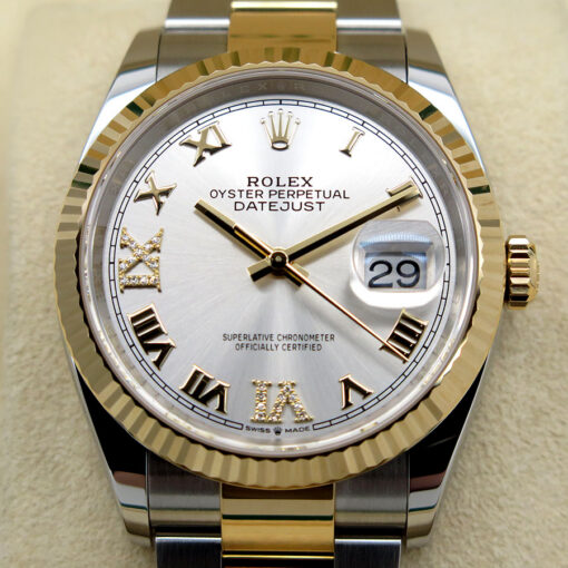 Rolex 126233 Datejust 18K/SS with Silver Diamond Roman Dial on Oyster - Image 3