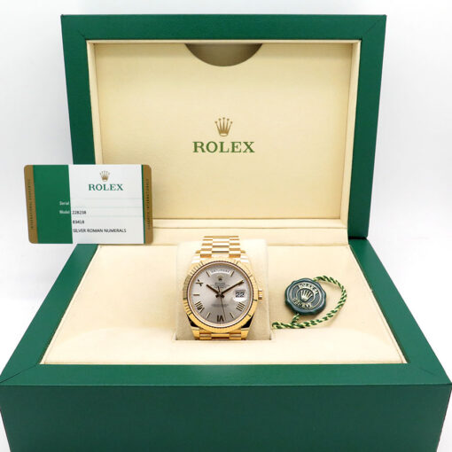Alternative view of Rolex 228238 Day Date 40 18K Yellow Gold with Silver Roman Dial