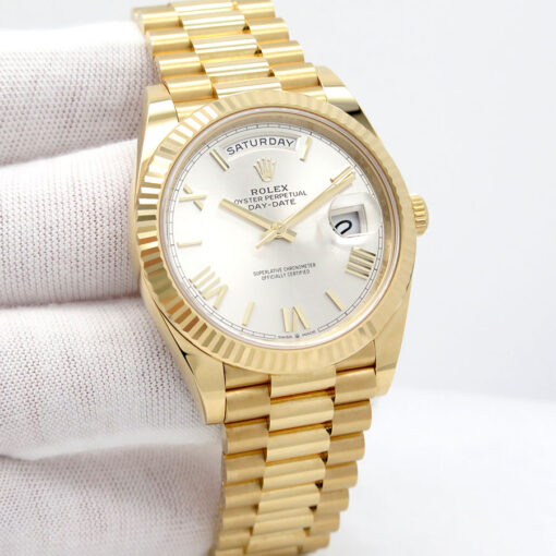 Rolex 228238 Day Date 40 18K Yellow Gold with Silver Roman Dial