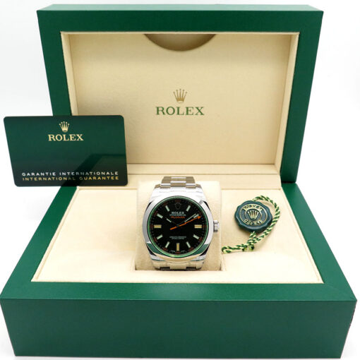 Alternative view of Rolex 116400GV Milgauss with Black Dial (New Old Stock)