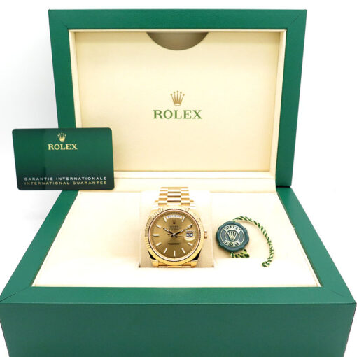 Alternative view of Rolex 228238 Day Date 40 18K Yellow Gold with Champagne Stick Dial