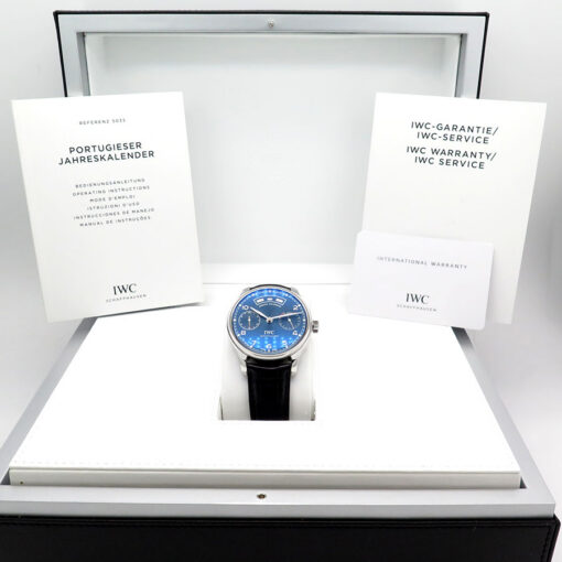 Alternative view of IWC IW503502 Portugieser Annual Calendar with Blue Dial