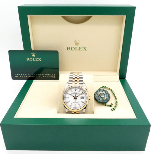 Alternative view of Rolex 126233 Datejust 18K/SS with White Stick Dial on Jubilee