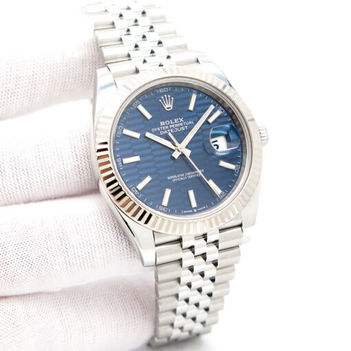 Rolex 126334 Datejust 41 with Blue Fluted Motif Dial on Jubilee