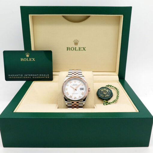 Alternative view of Rolex 126231 Datejust 18K/SS with White Roman Dial on Jubilee