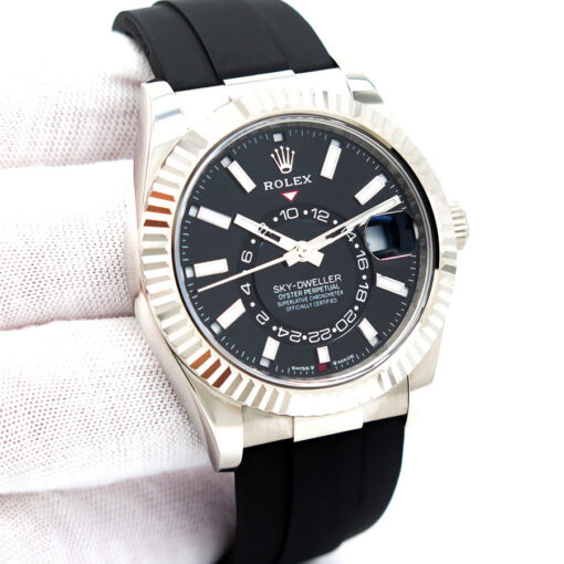 Rolex 336239 Skydweller 18K White Gold with Black Dial on Oysterflex (New Old Stock)