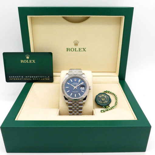 Alternative view of Rolex 126334 Datejust 41 with Blue Stick Dial on Jubilee